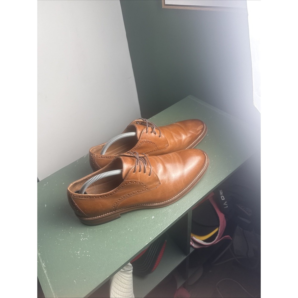 JOHNSTON MURPHY l Dress Shoes Brown Leather Plain Toe Oxfords Size 10M